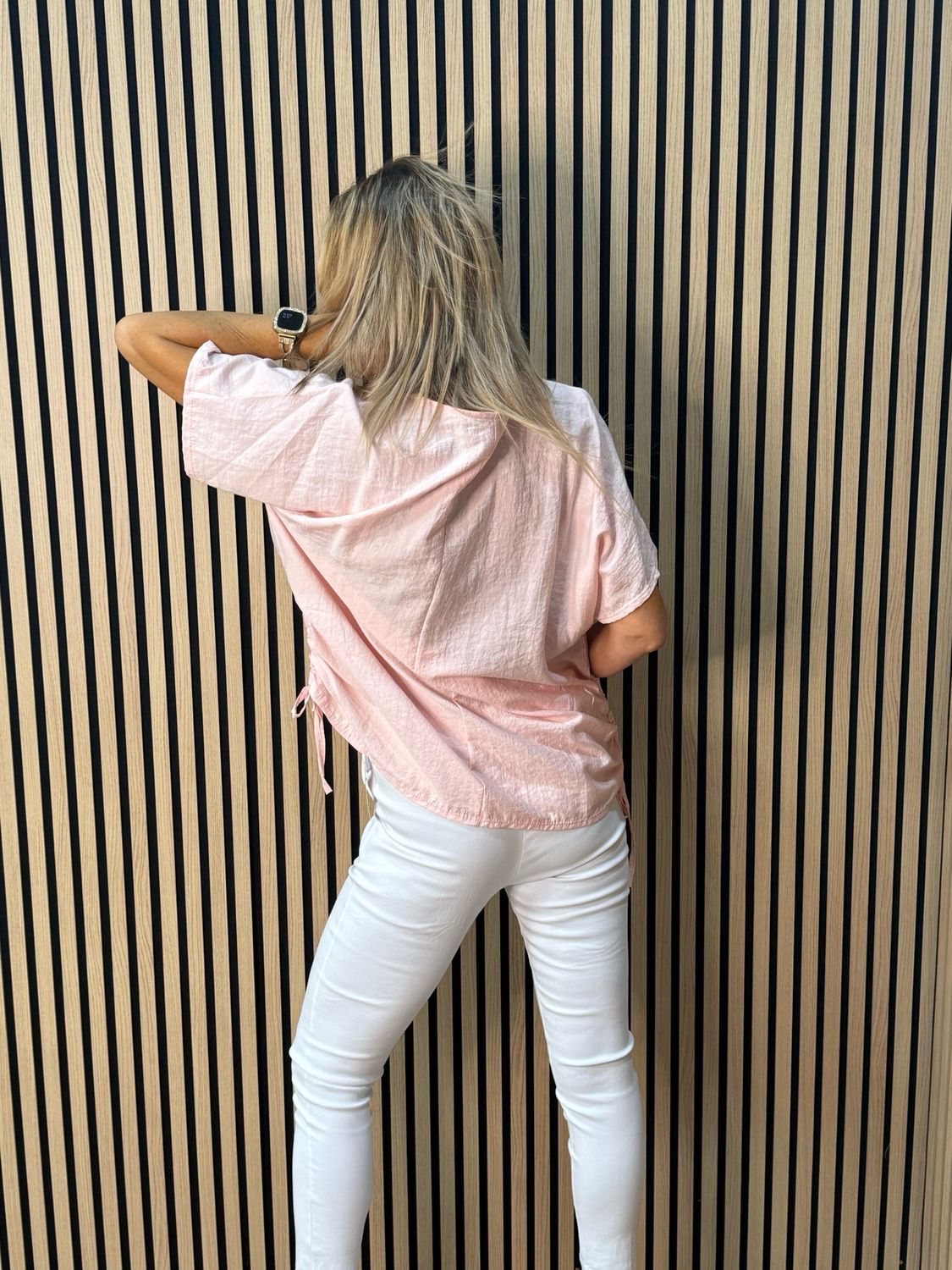 Sienna - Ruched Side Tie Top - Pink