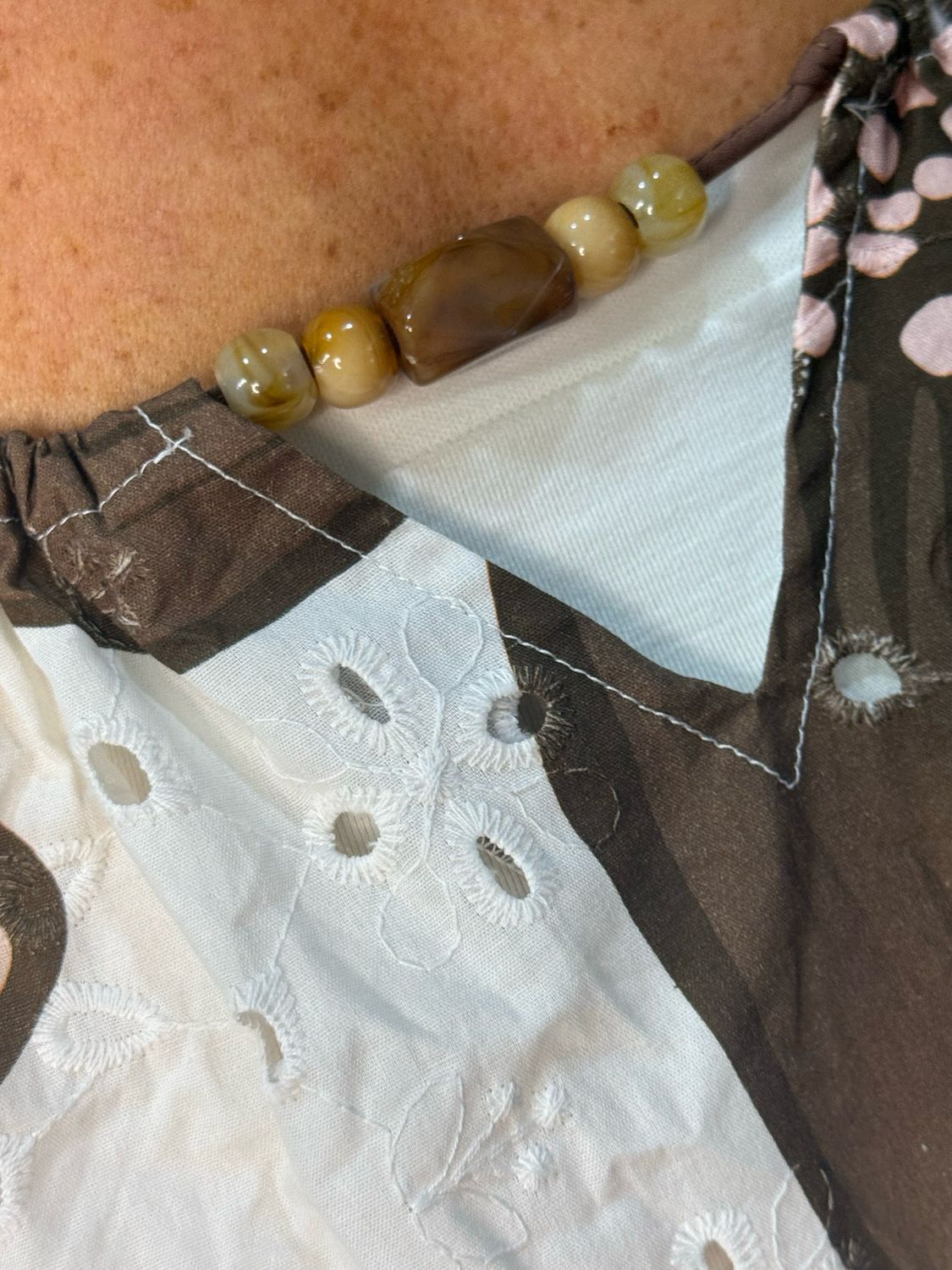 Floral Swing Cami Top - Brown/White