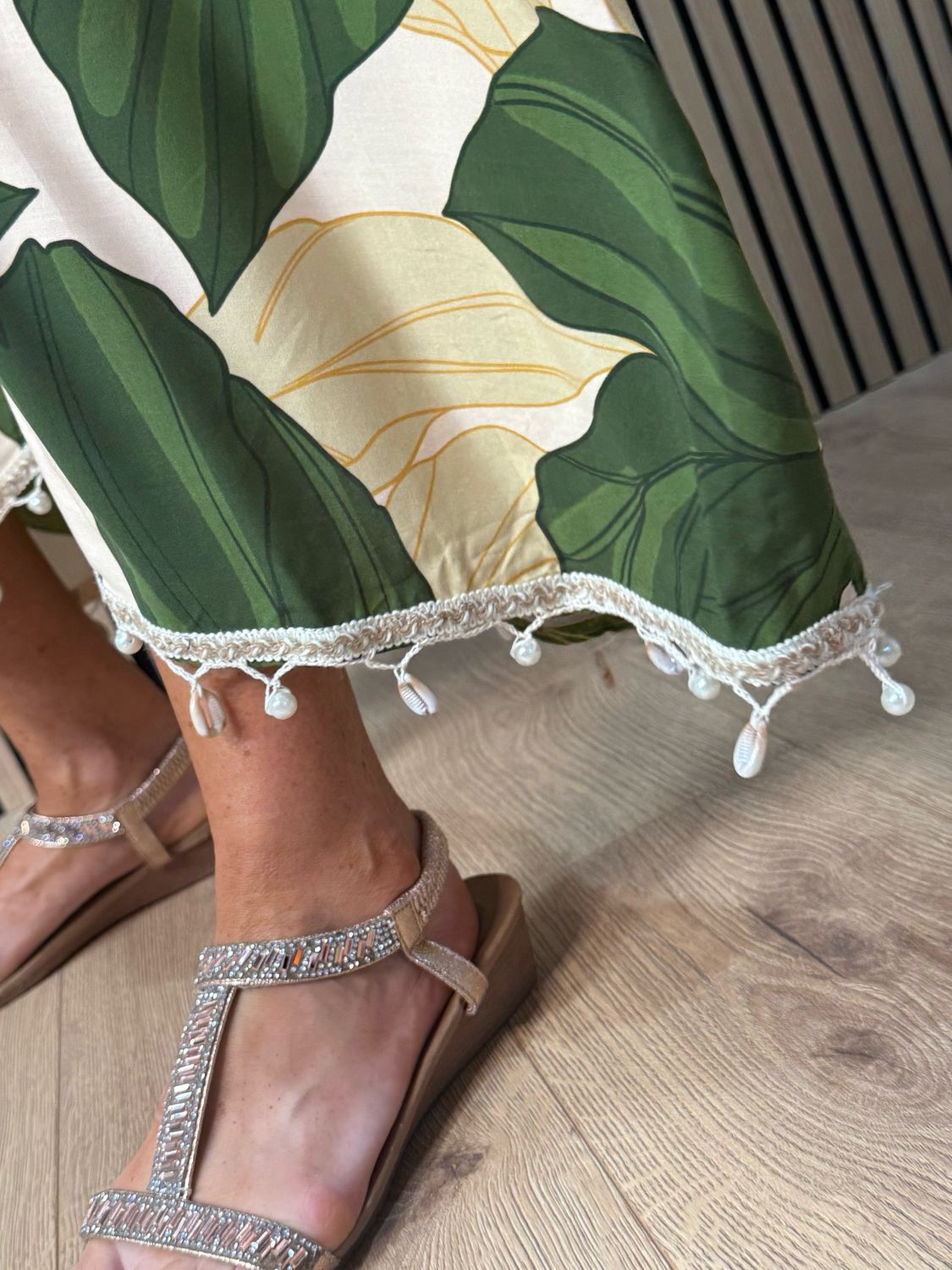 Tropical Halter Neck Midi Dress - Green