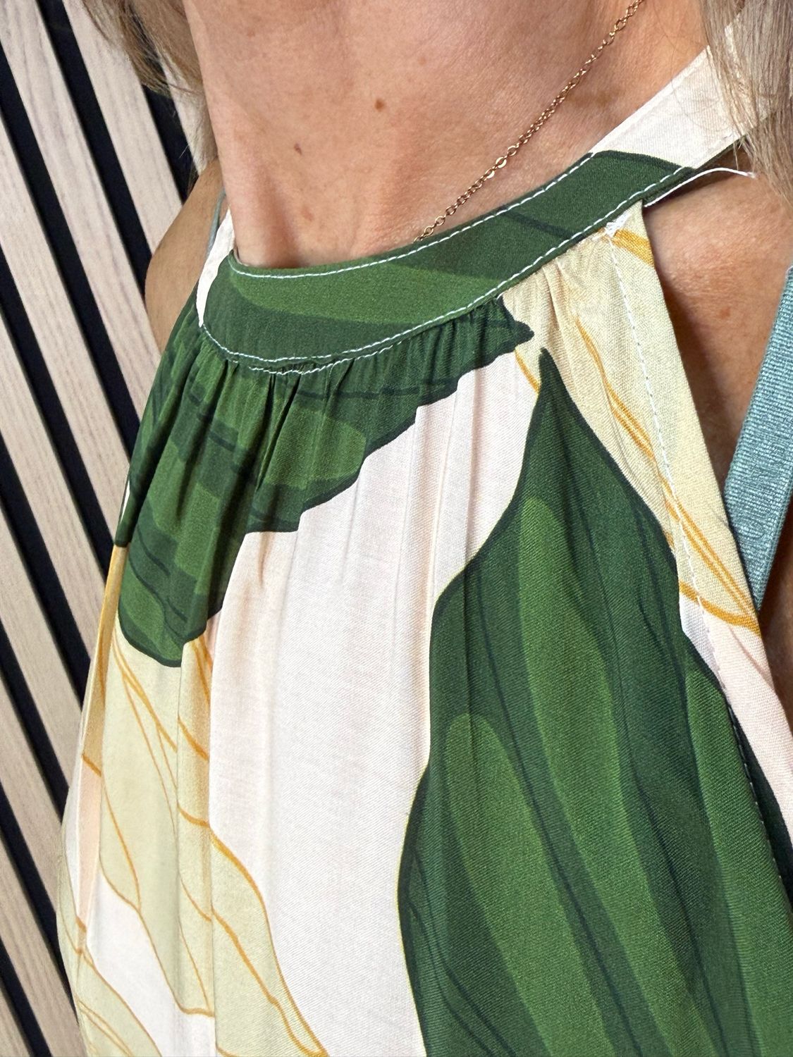 Tropical Halter Neck Midi Dress - Green