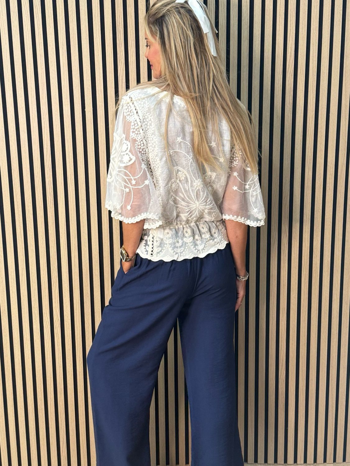 Relaxed Wide Leg Trousers - Navy