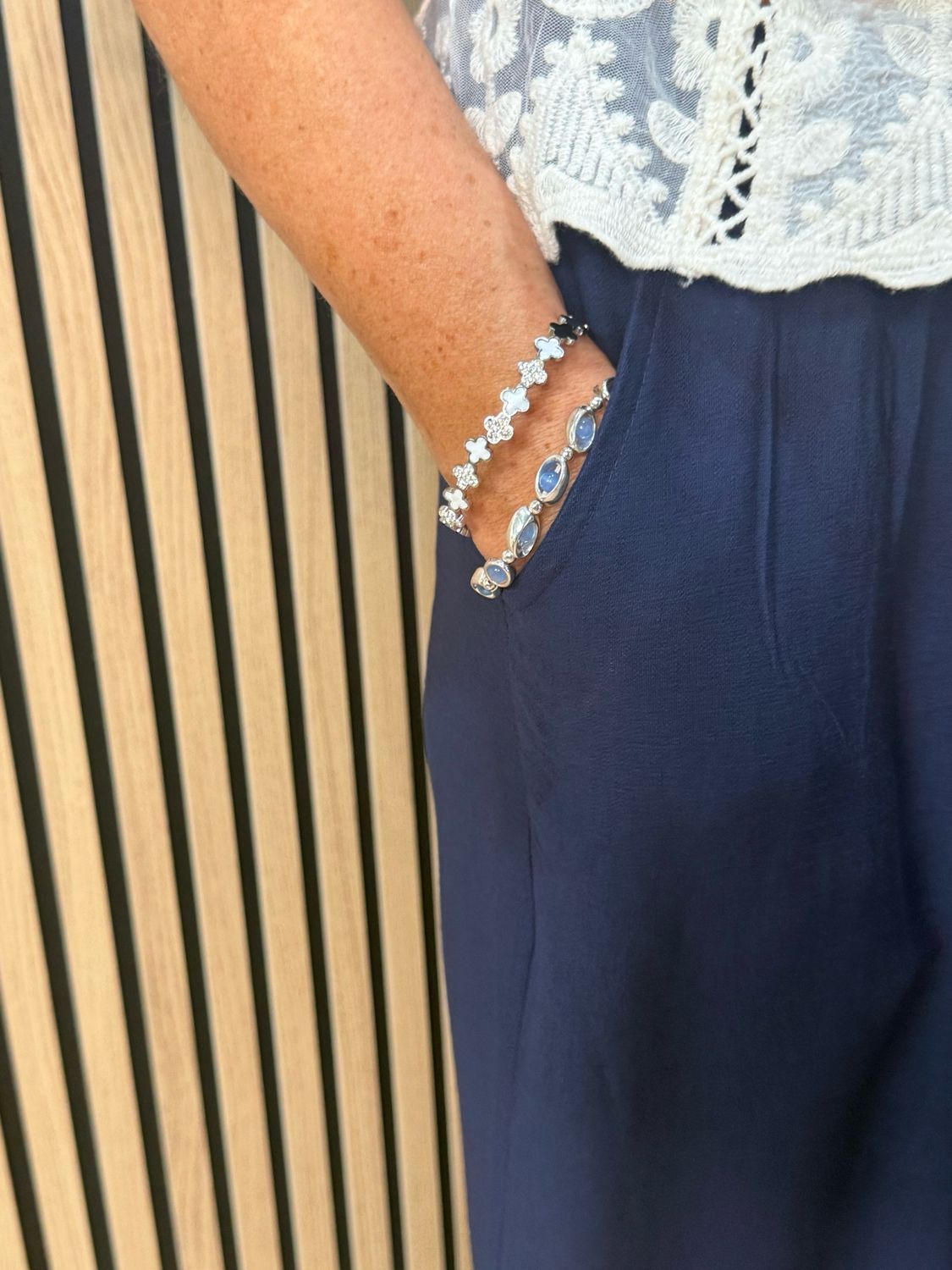 Relaxed Wide Leg Trousers - Navy