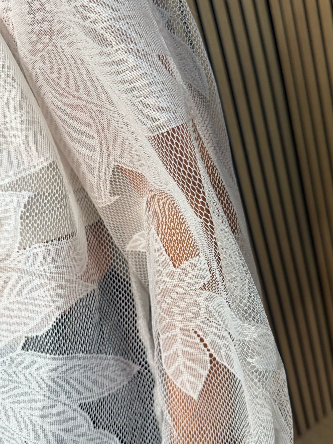 Leaf Mesh Sheer Shirt - White