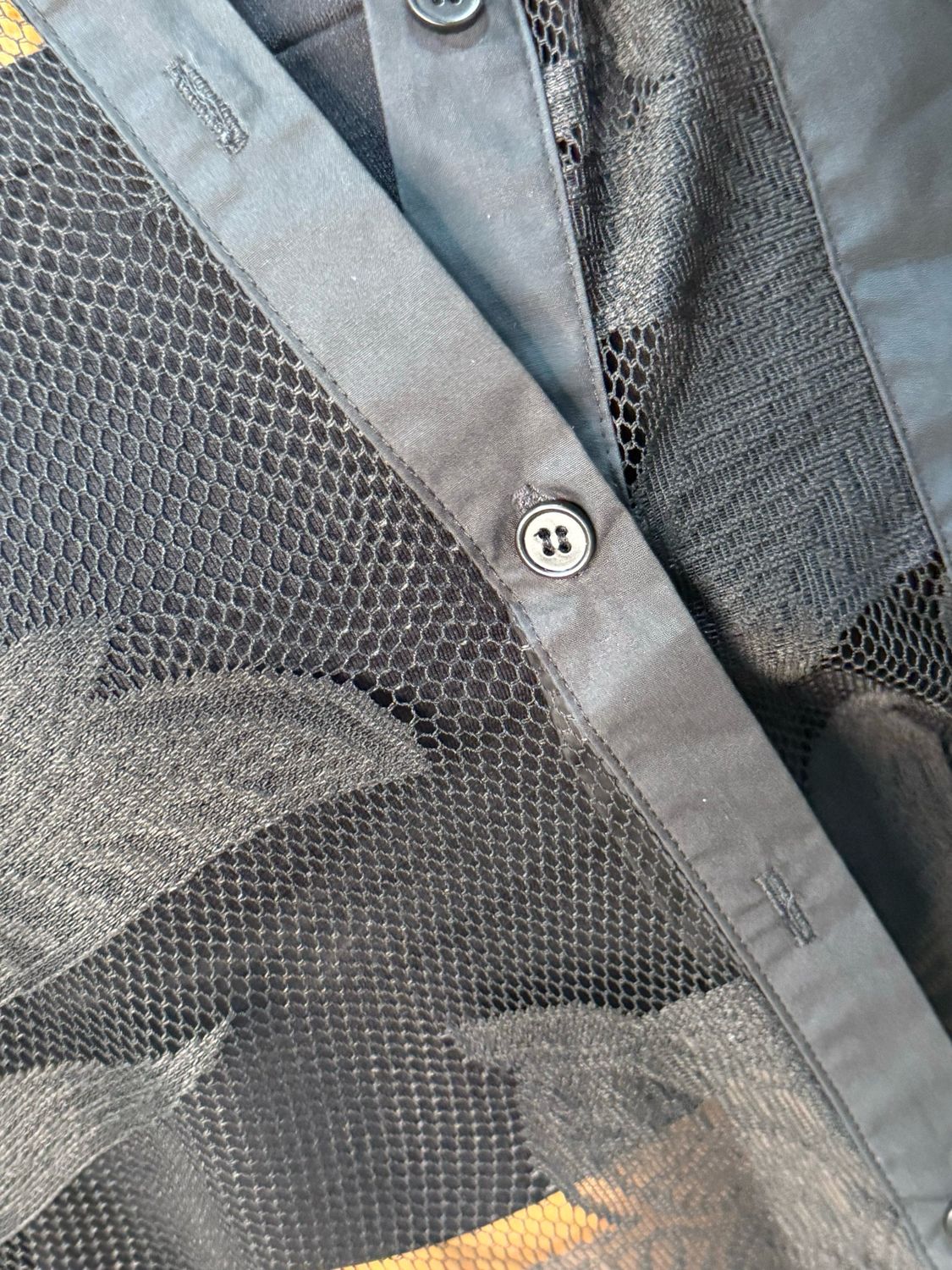 Leaf Mesh Sheer Shirt - Black