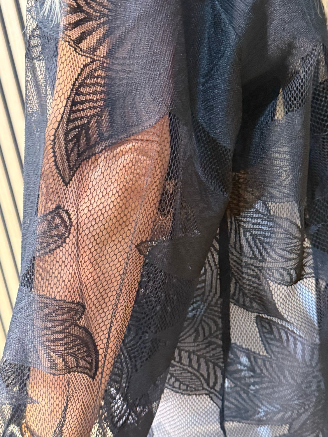 Leaf Mesh Sheer Shirt - Black