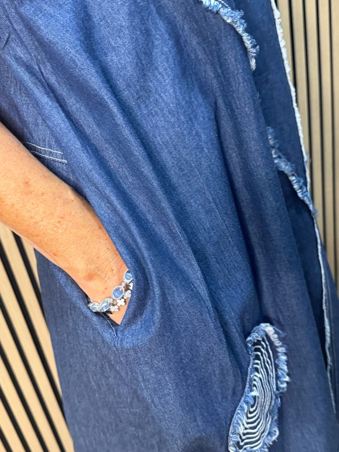 Patchwork Denim Dress - Navy