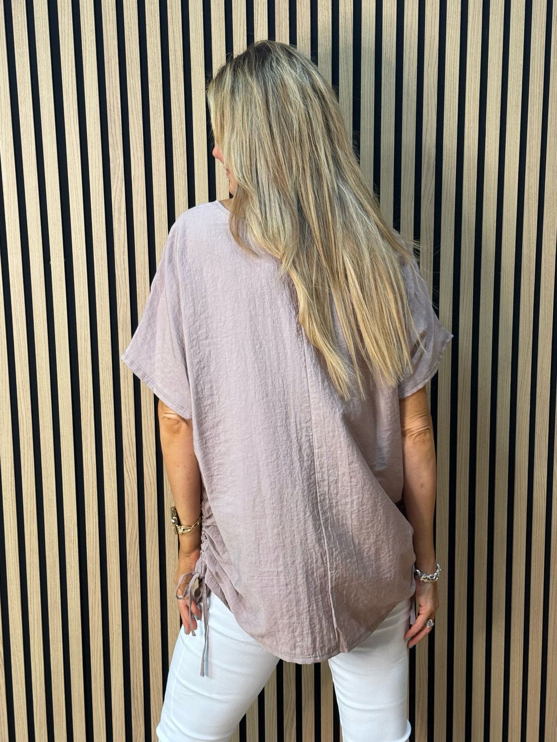 Sienna - Ruched Side Tie Top - Taupe