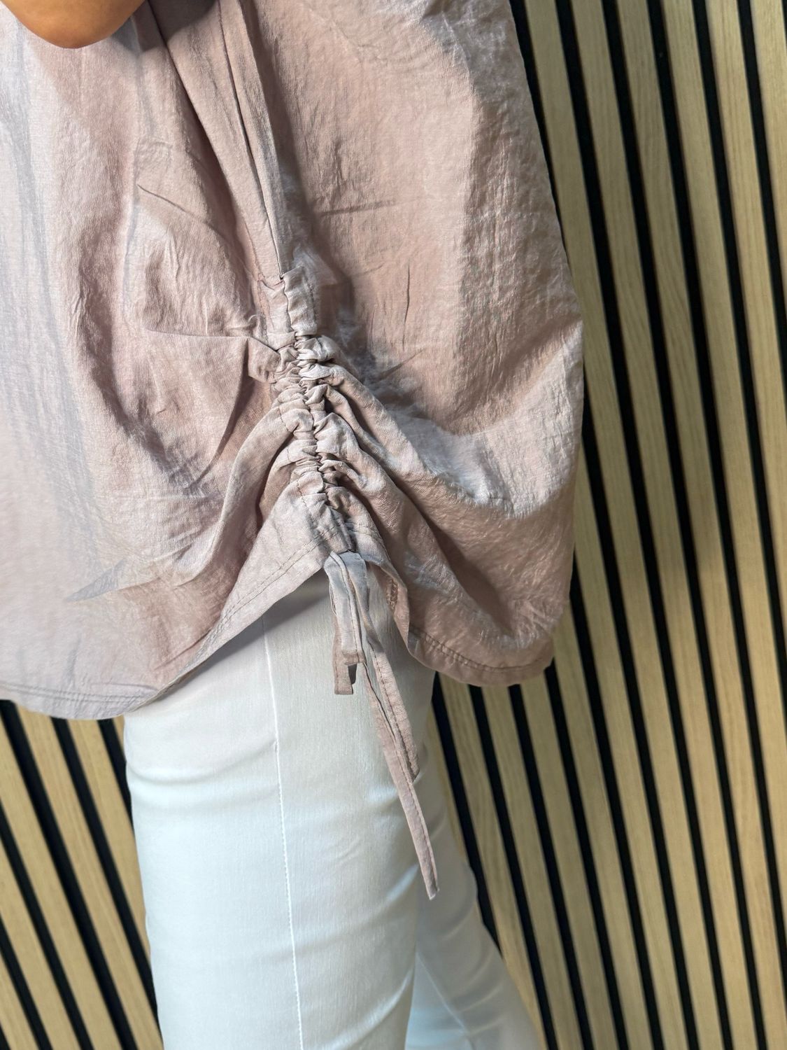 Sienna - Ruched Side Tie Top - Taupe