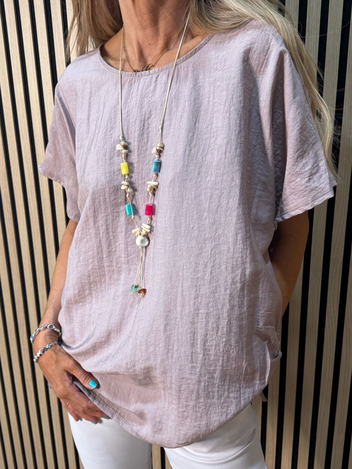 Sienna - Ruched Side Tie Top - Taupe