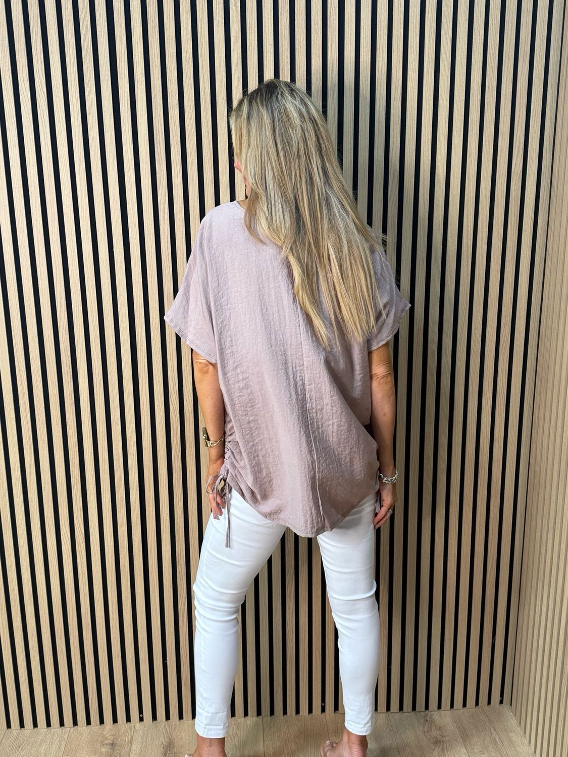 Sienna - Ruched Side Tie Top - Taupe