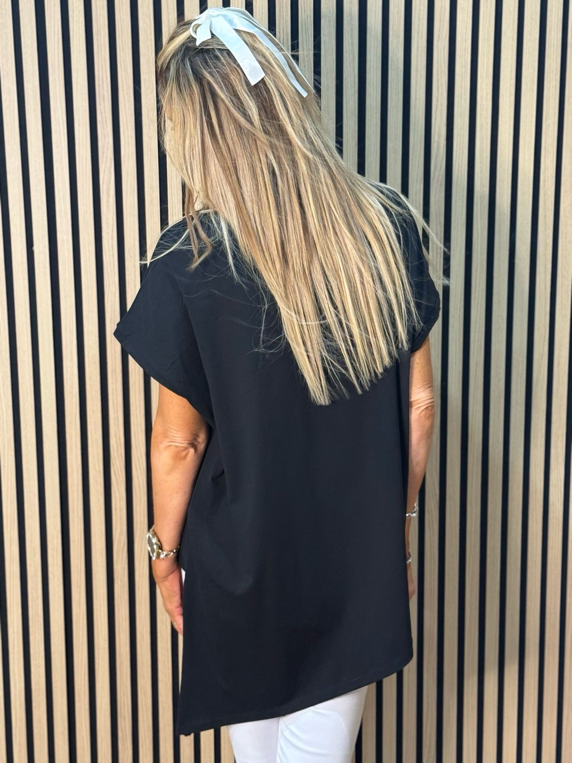 Button Side Asymmetric Top - Black