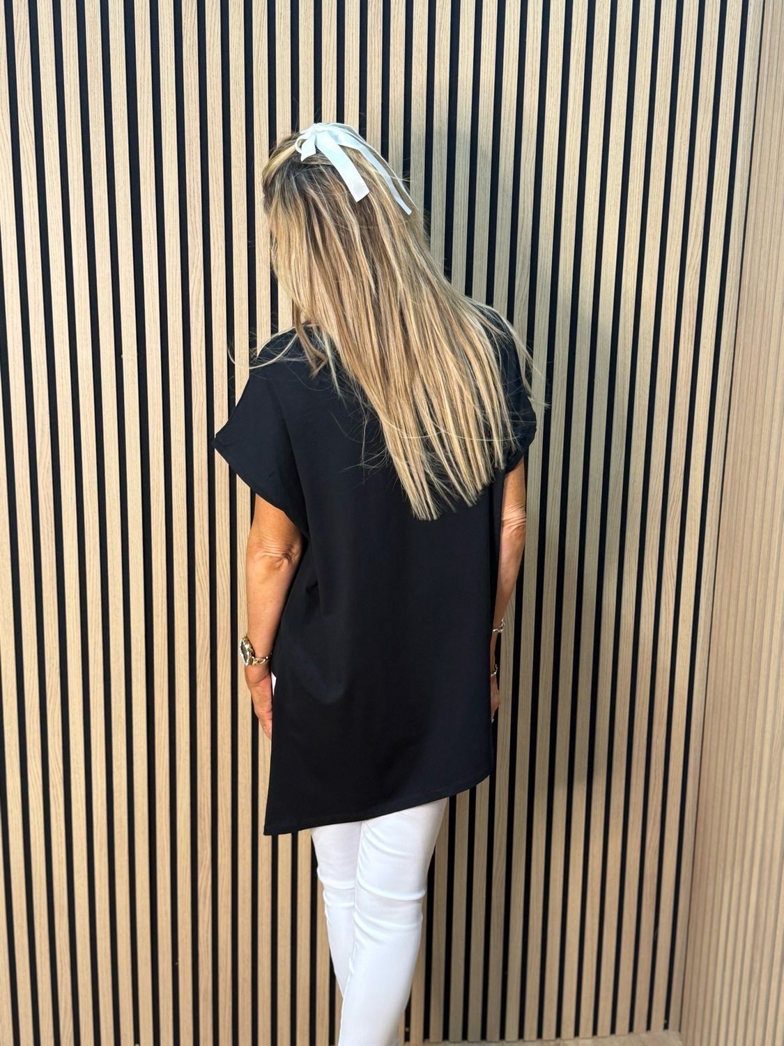 Button Side Asymmetric Top - Black