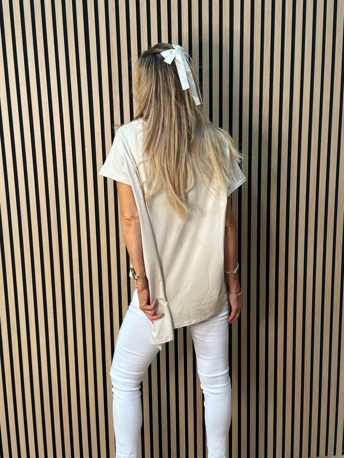 Button Side Asymmetric Top - Cream