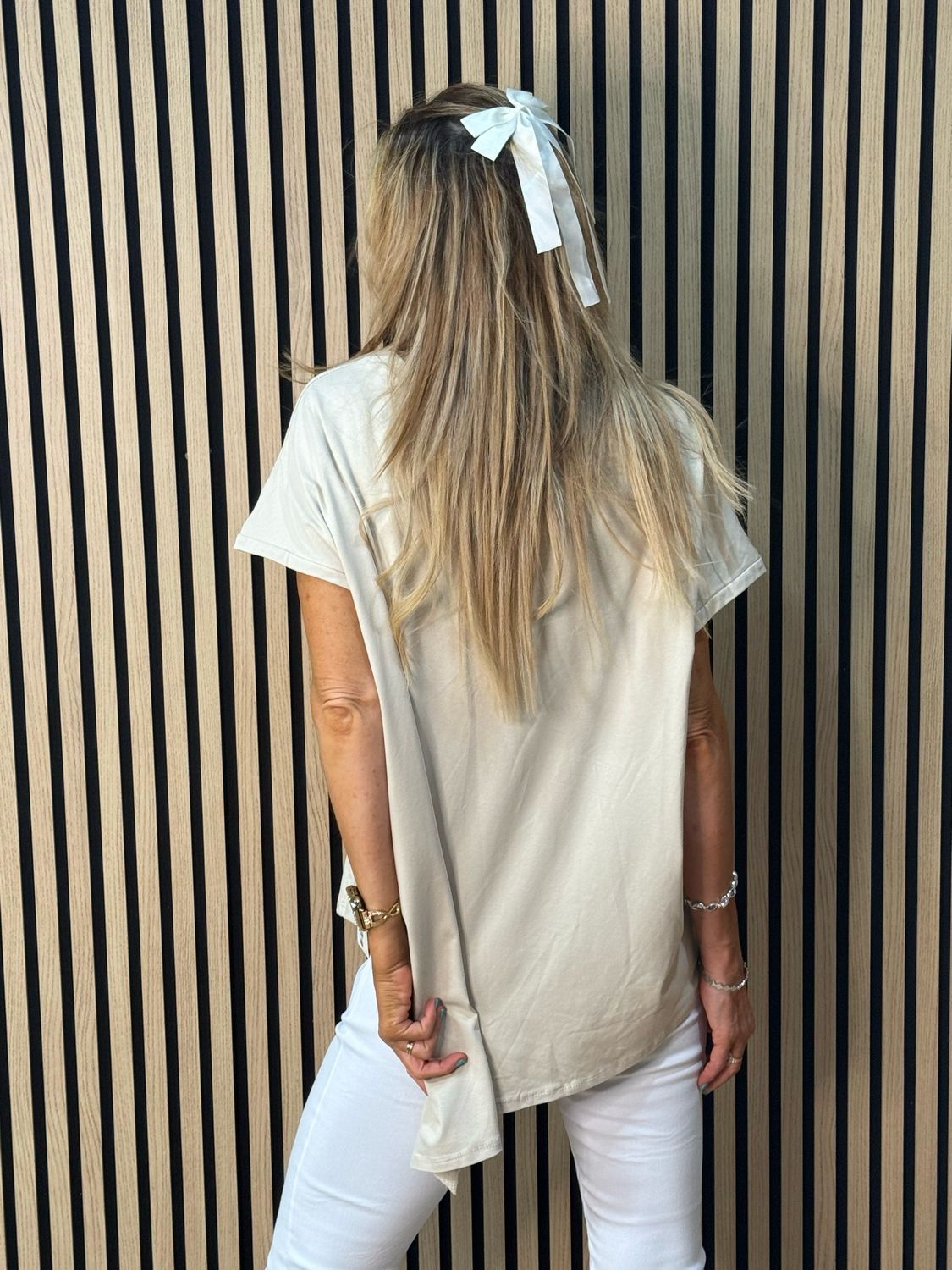 Button Side Asymmetric Top - Cream