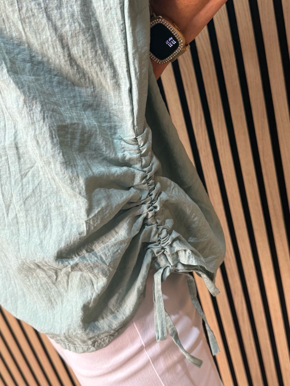 Sienna - Ruched Side Tie Top - Green