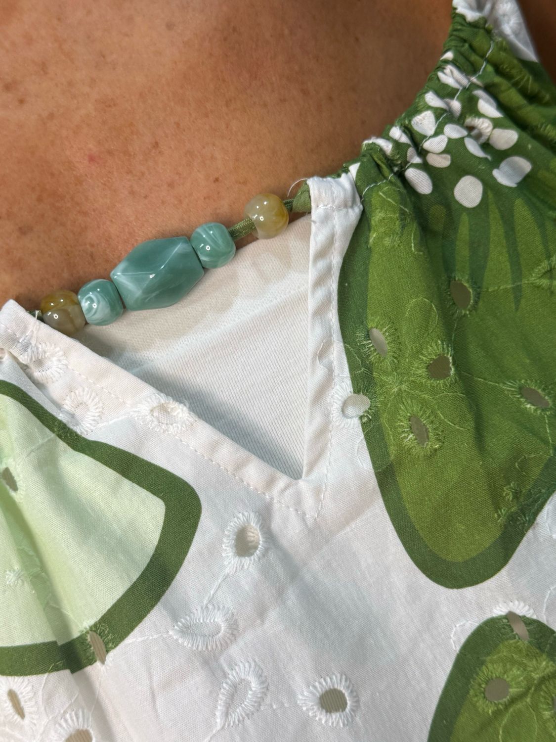 Floral Swing Cami Top - Green/White