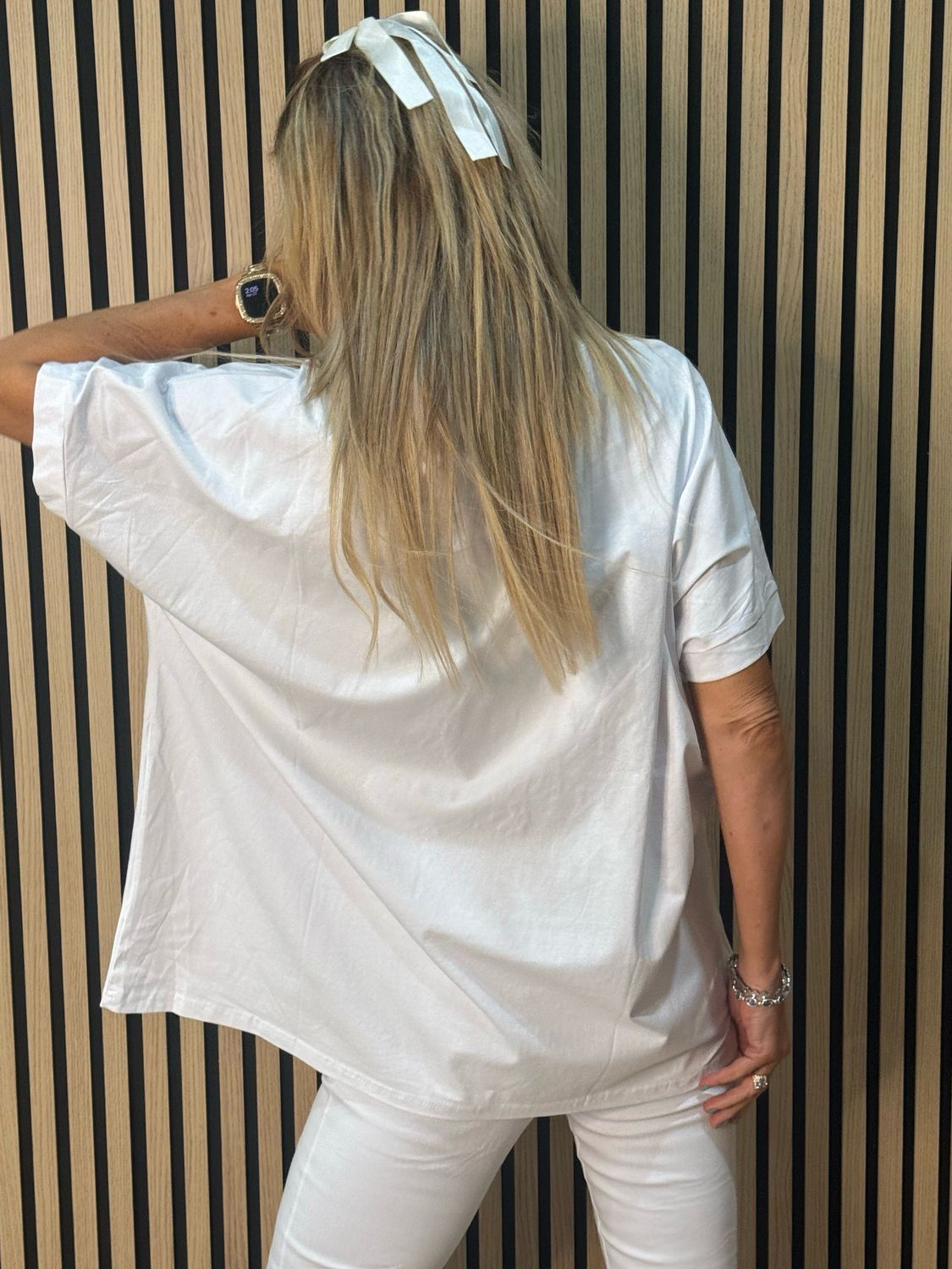 LOVE ALWAYS Embellished T Shirt - White/Gold