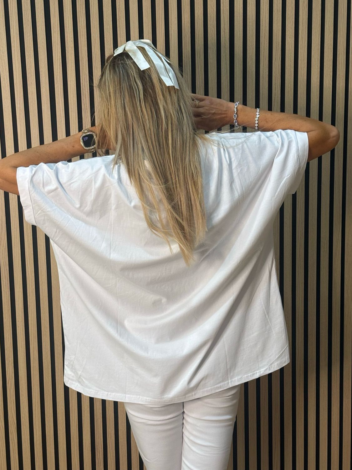 LOVE ALWAYS Embellished T Shirt - White/Gold