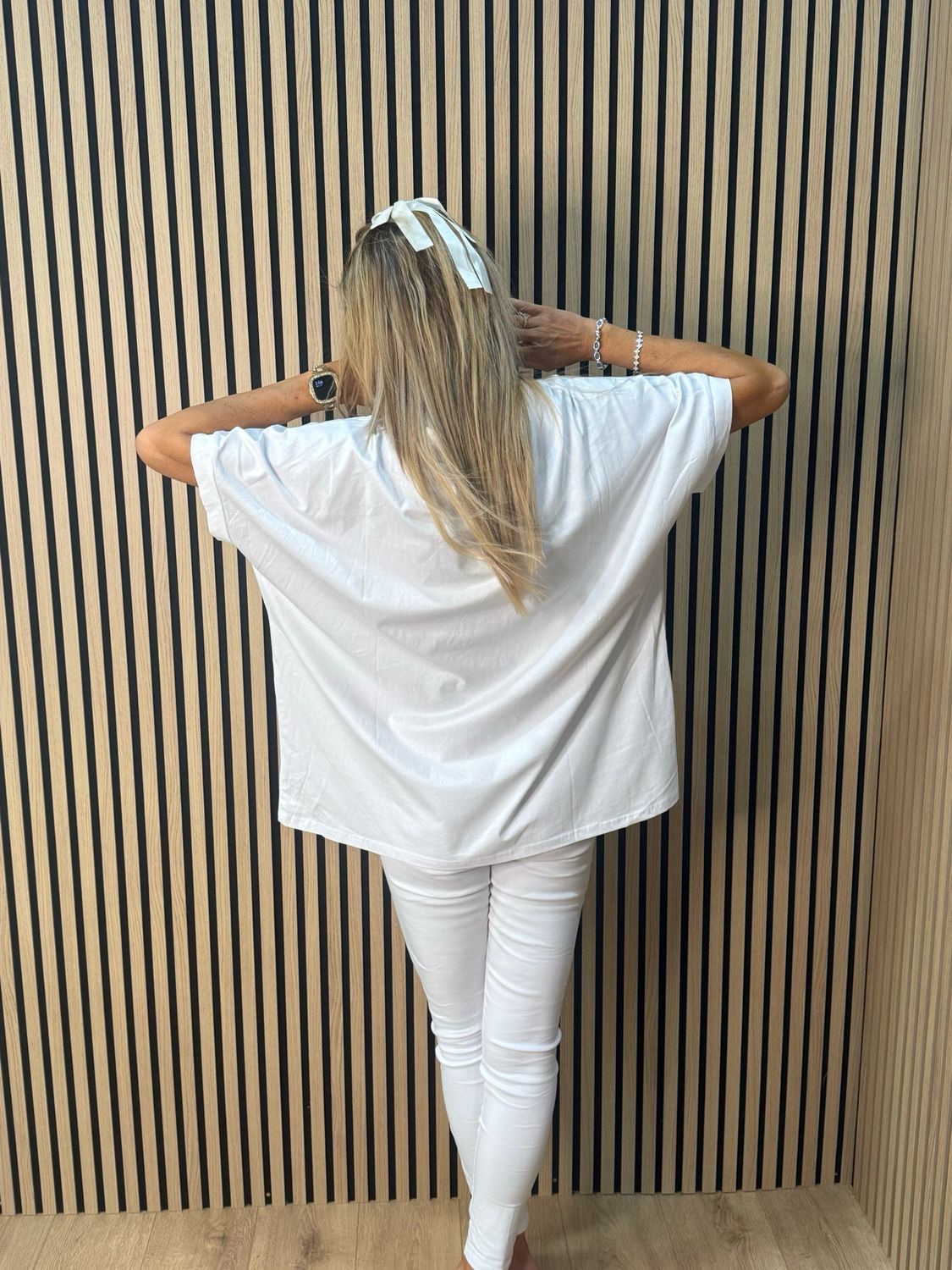 LOVE ALWAYS Embellished T Shirt - White/Gold