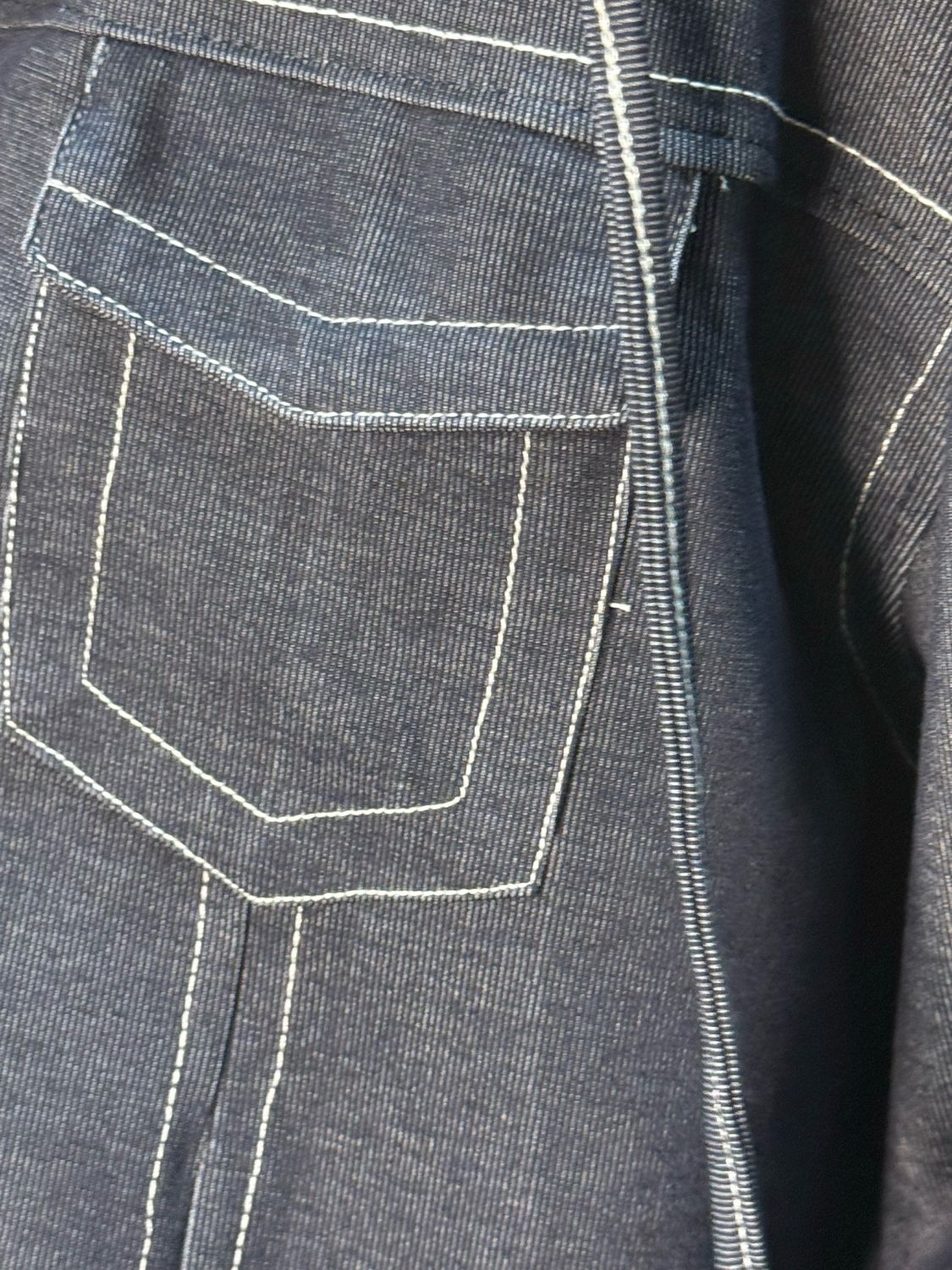 Contrast Stitch Zip Co-Ord Set - Denim Blue