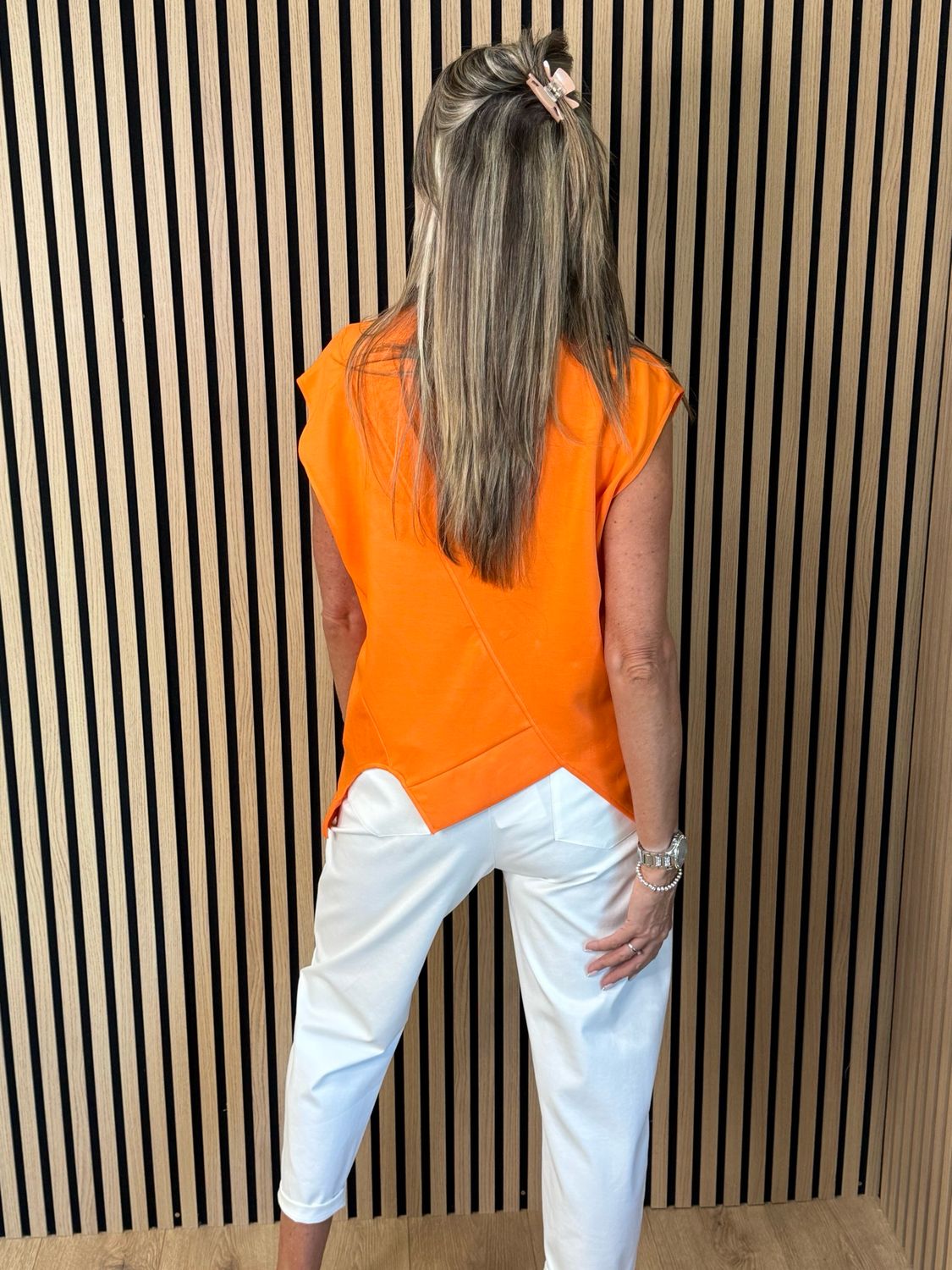 Asymmetric Zip Detail Top - Orange