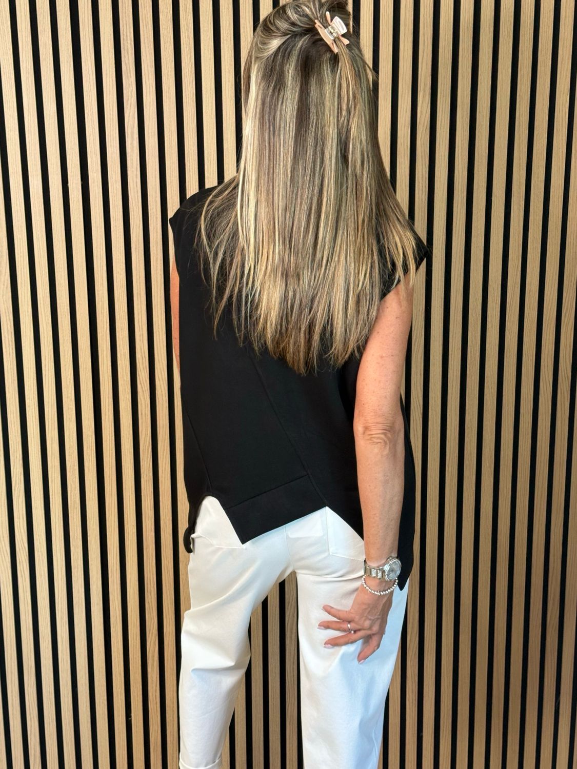 Asymmetric Zip Detail Top - Black