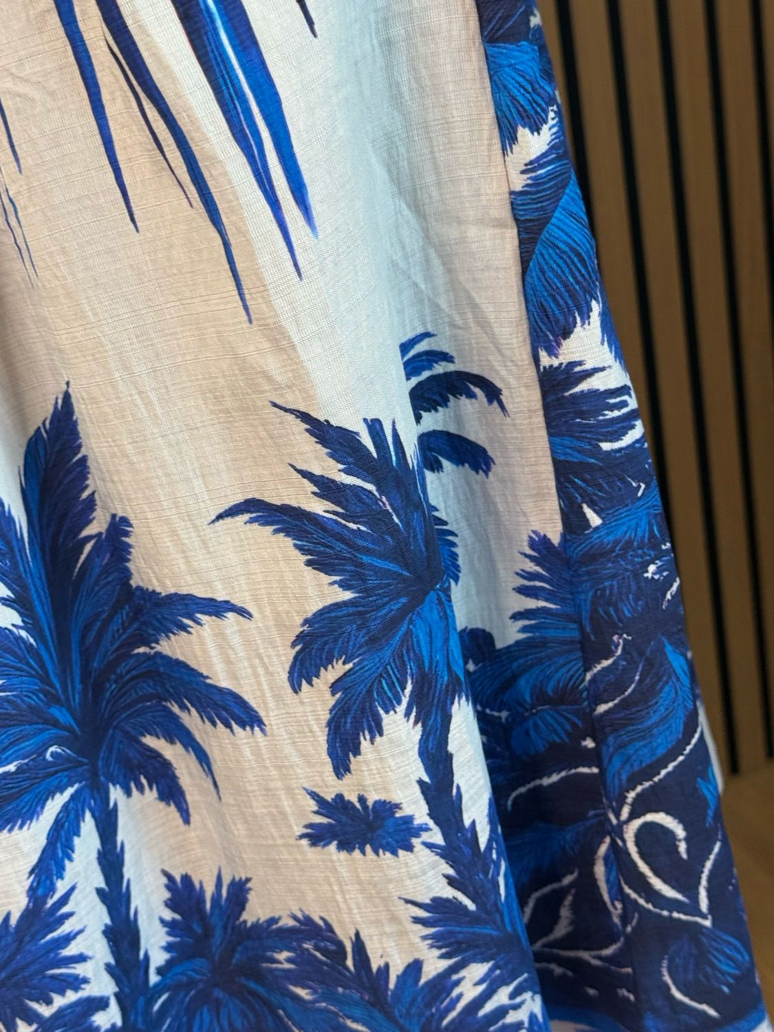 Tropical Print Tie Waist Skirt - Blue