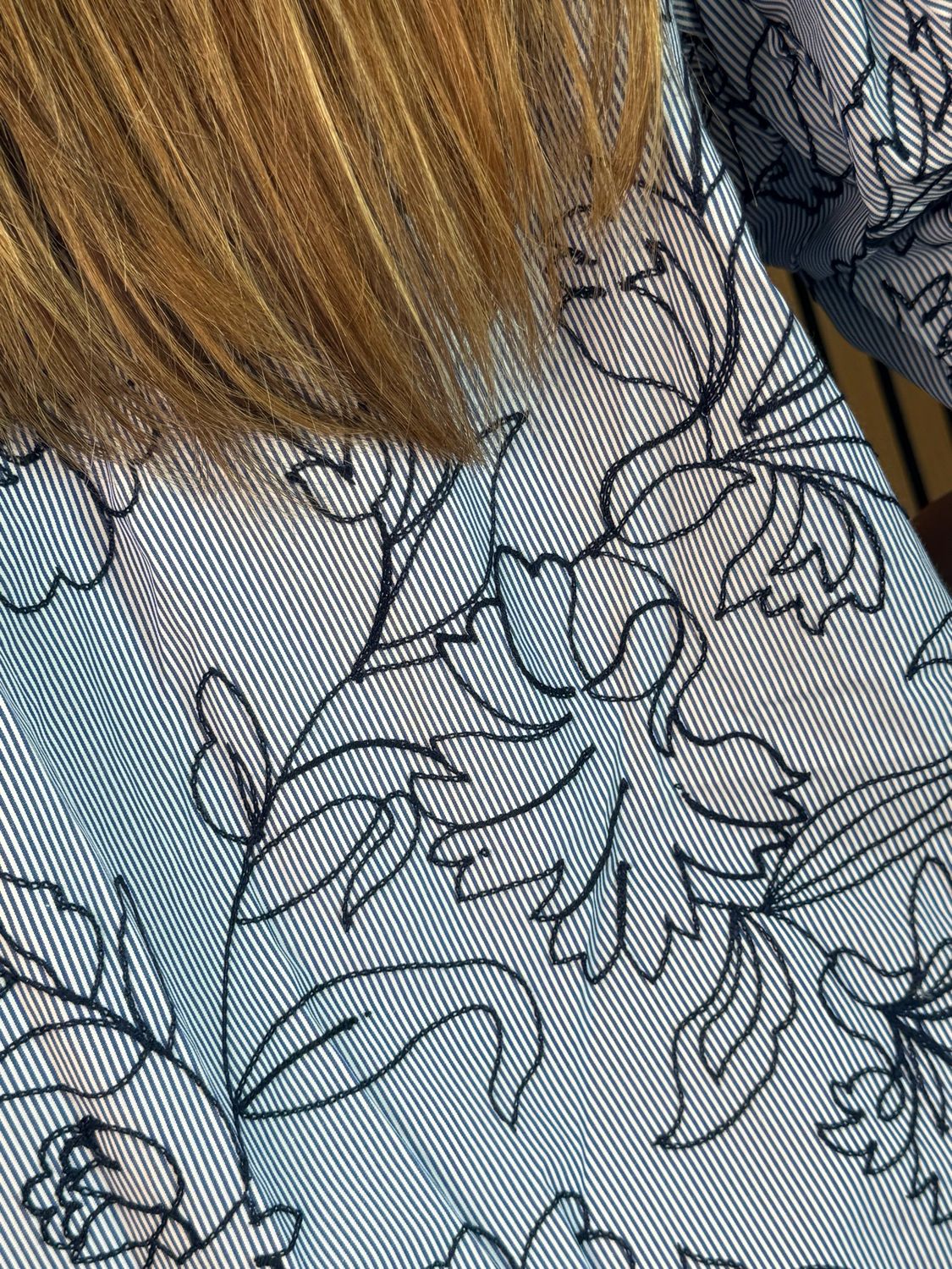 Embroidered Cotton Shirt - Denim Blue
