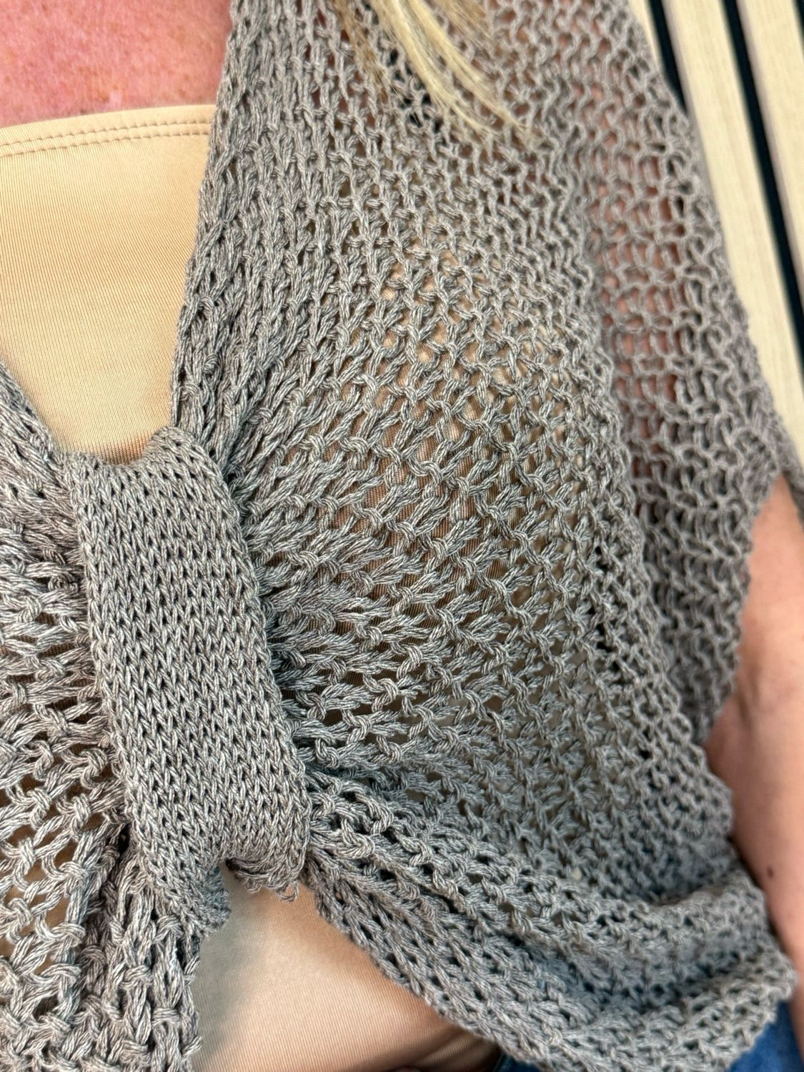 Lightweight Tie Knit Top - Taupe
