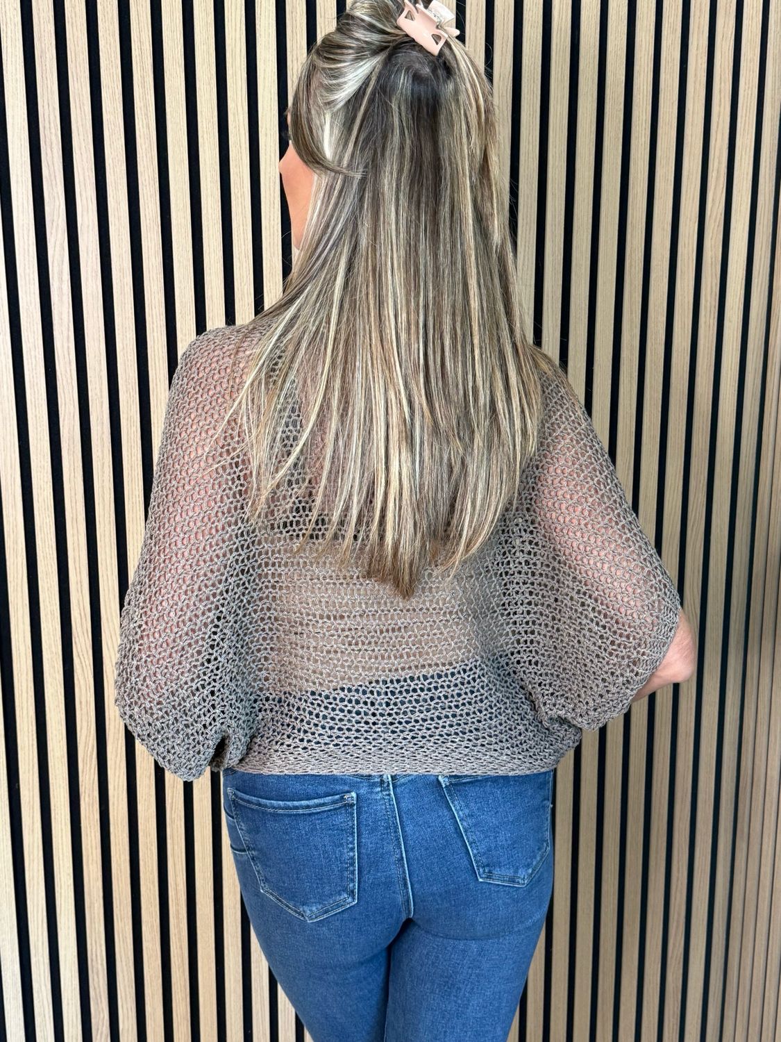 Lightweight Tie Knit Top - Taupe