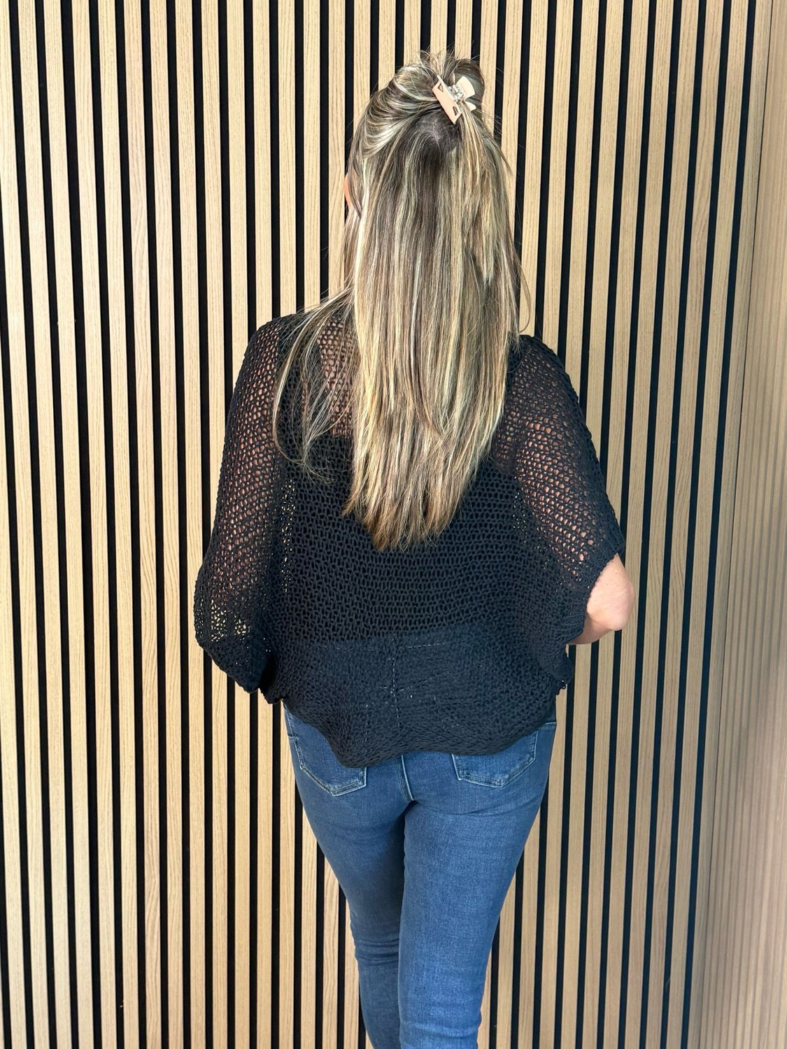 Lightweight Tie Knit Top - Black