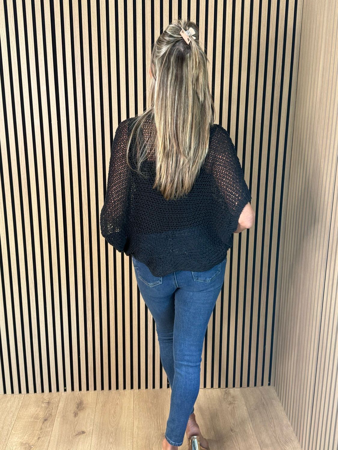 Lightweight Tie Knit Top - Black