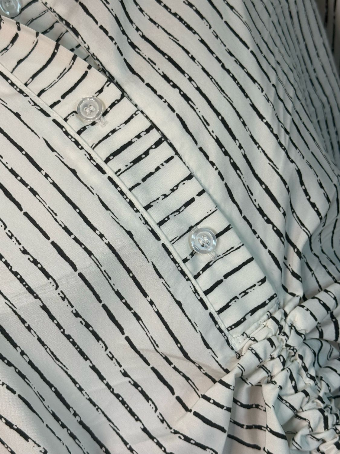 Ruche Striped Co-Ord Set White/Black