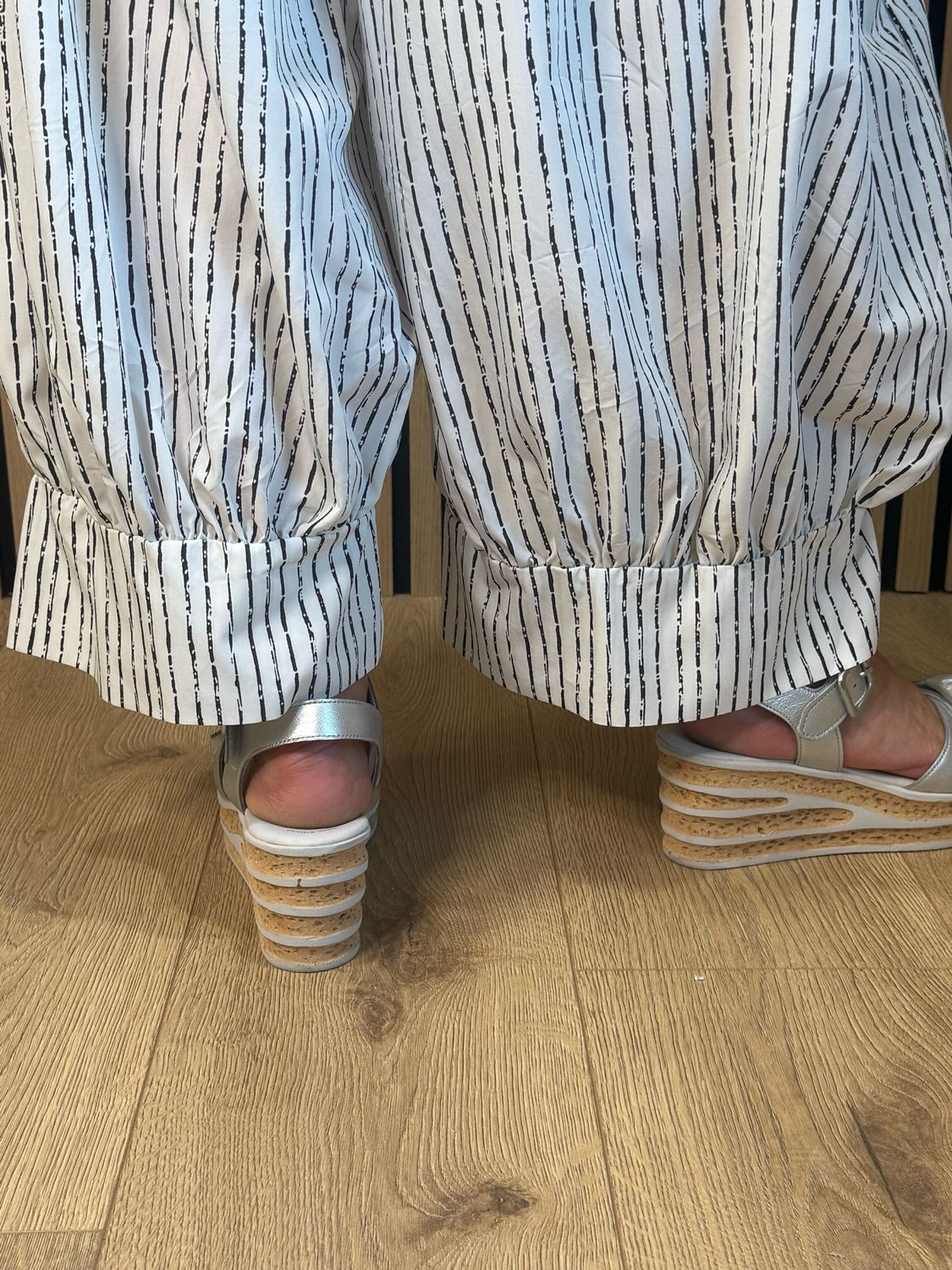 Ruche Striped Co-Ord Set White/Black