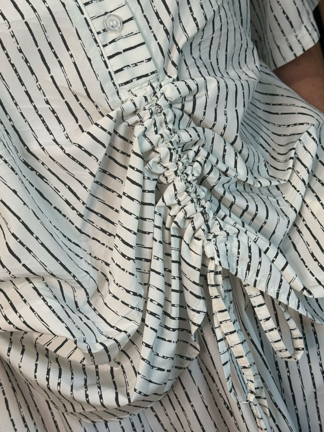 Ruche Striped Co-Ord Set White/Black