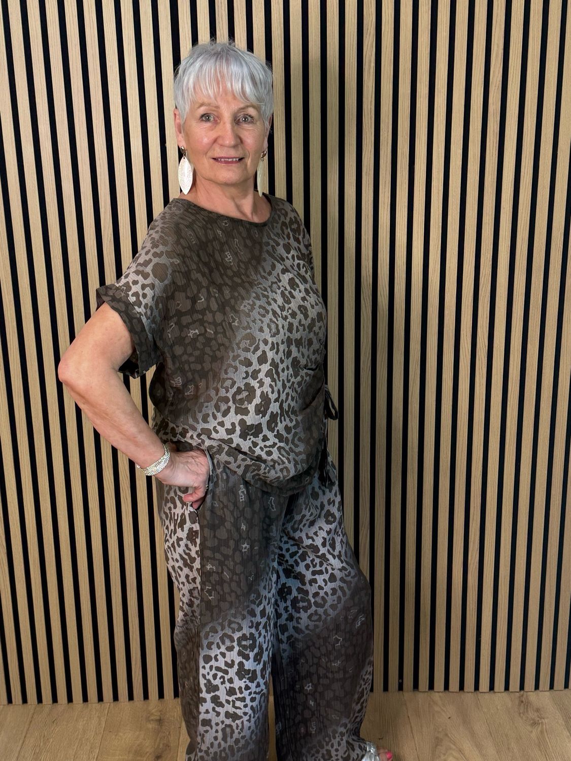 Luna Leopard Print Co-Ord Set - Taupe