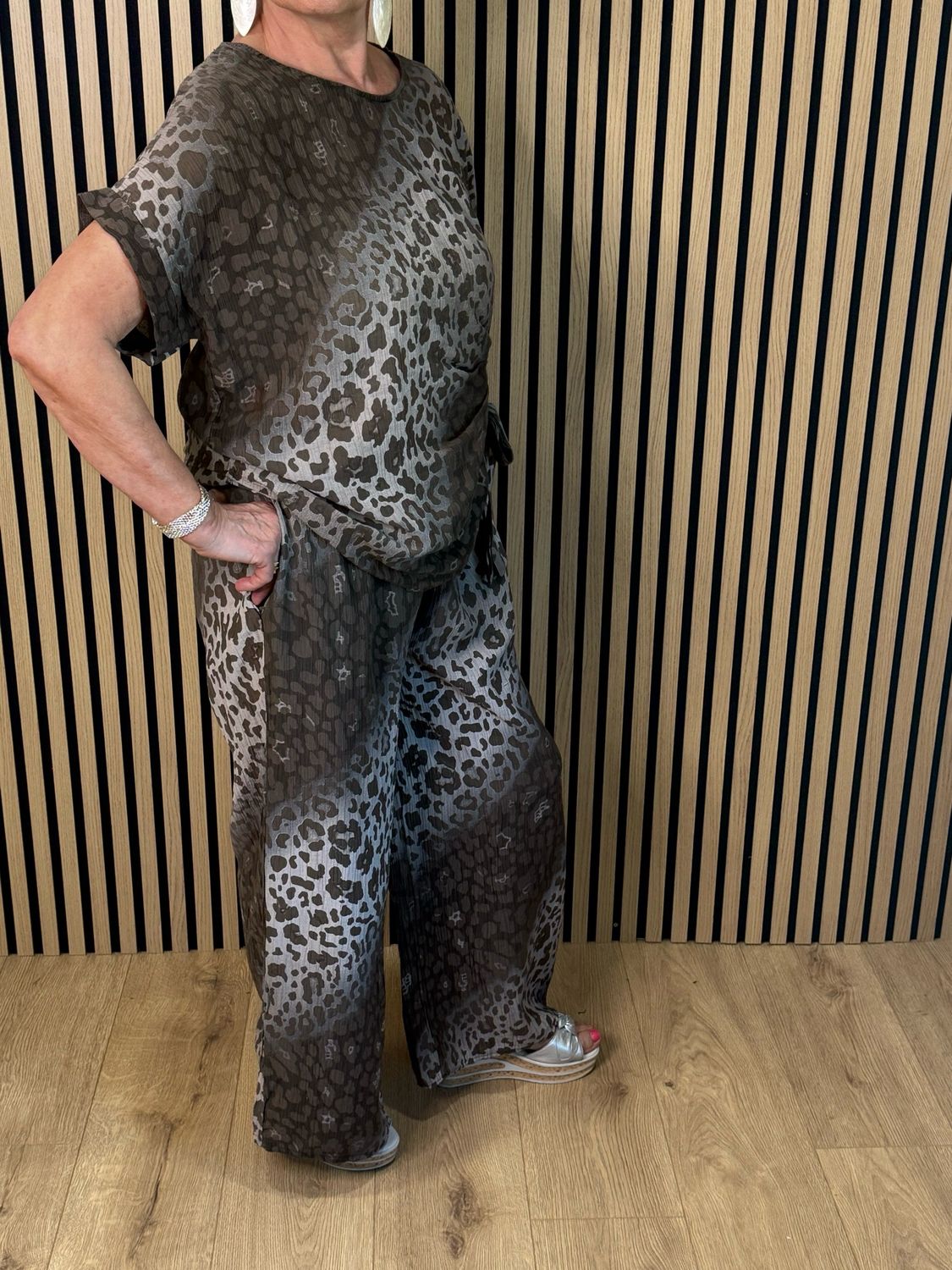 Luna Leopard Print Co-Ord Set - Taupe