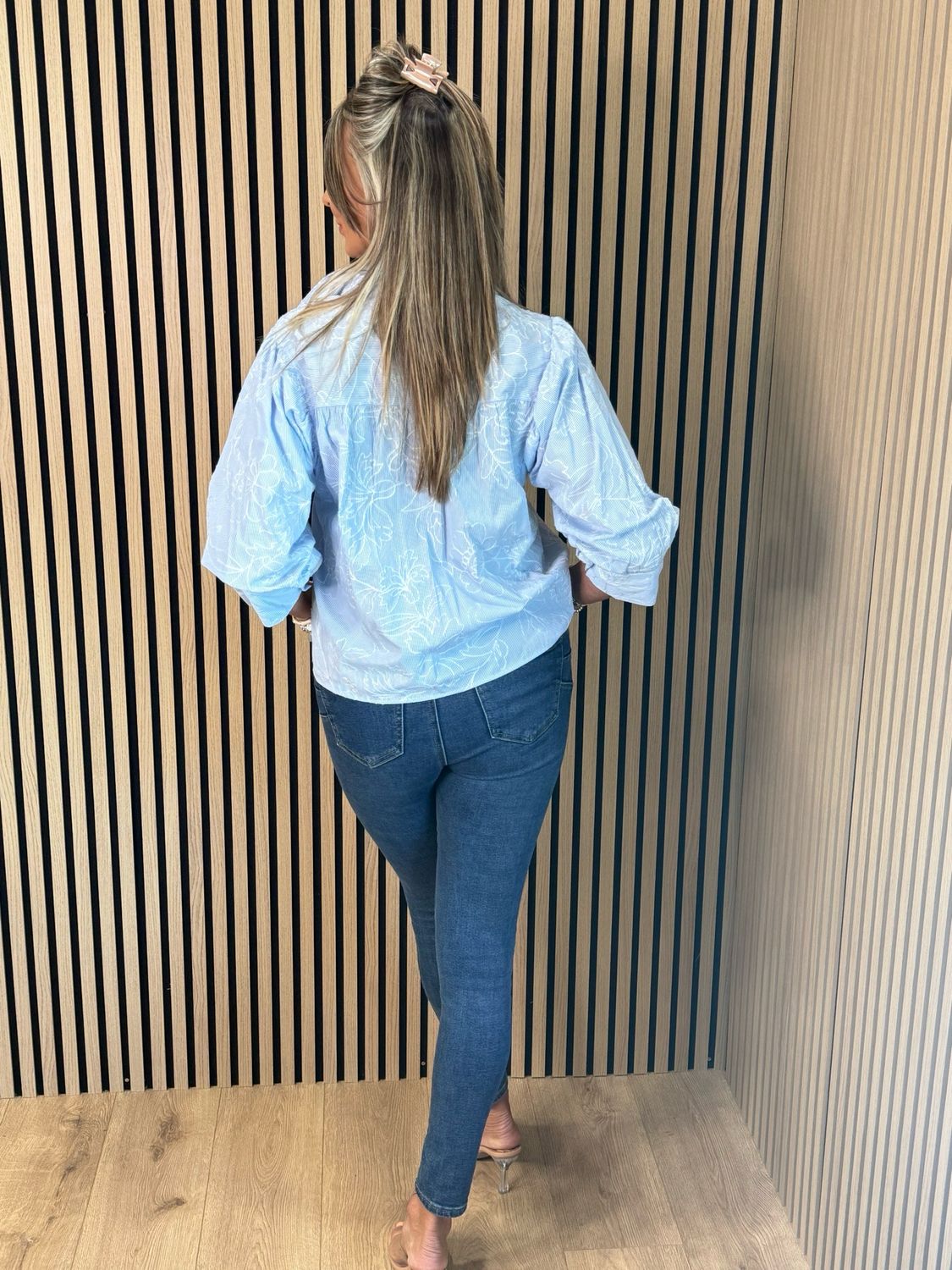 Embroidered Cotton Shirt - Light Blue