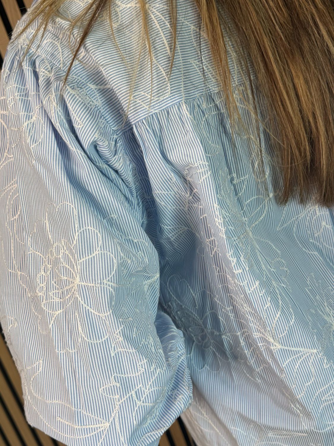 Embroidered Cotton Shirt - Light Blue