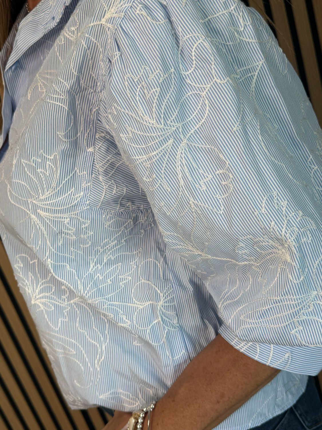 Embroidered Cotton Shirt - Light Blue