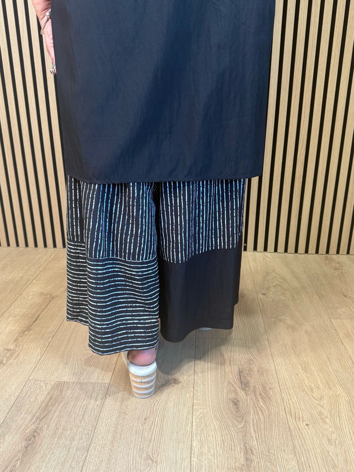 Sienna Contrast Co-Ord Set - Black/ White Stripe Trousers