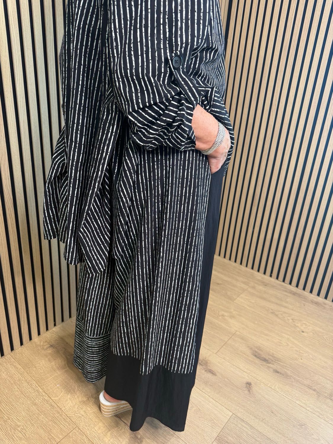 Aria Striped Layered Co-Ord Set - Black/White