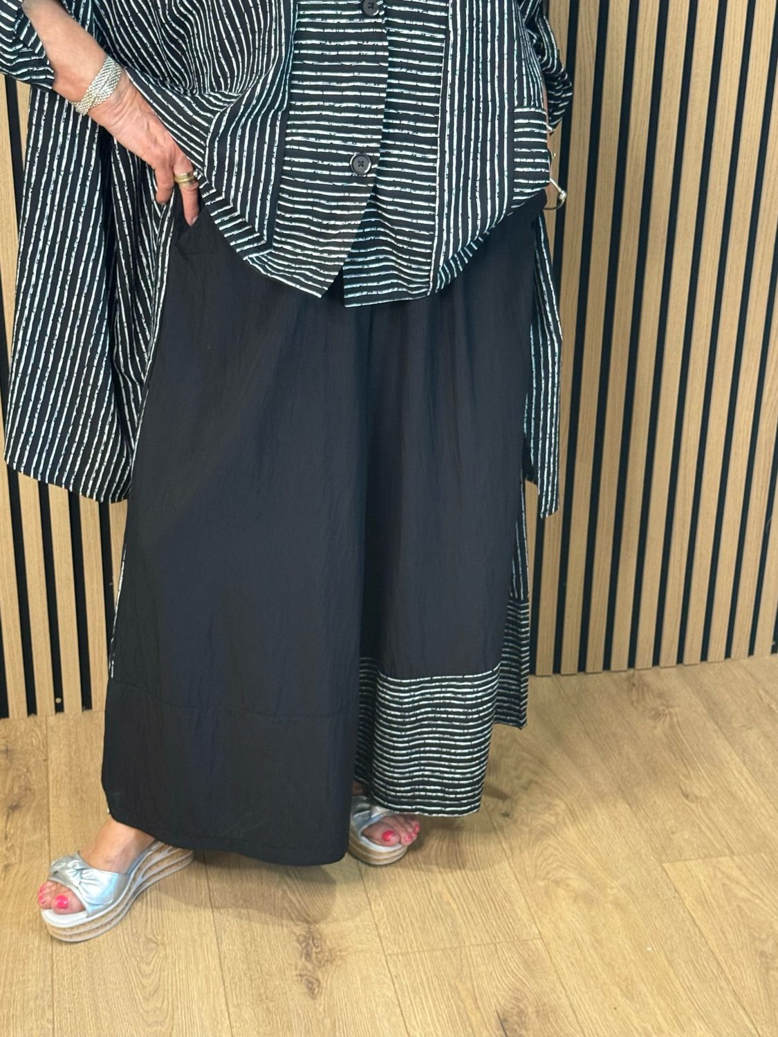 Aria Striped Layered Co-Ord Set - Black/White