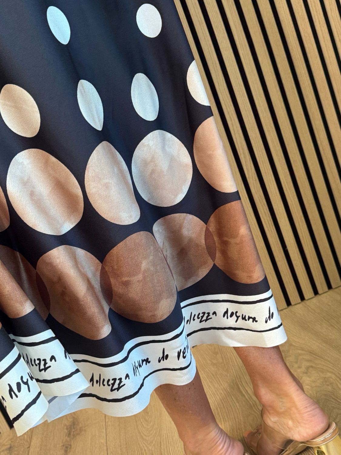 Polka Dot Midi Dress - Black