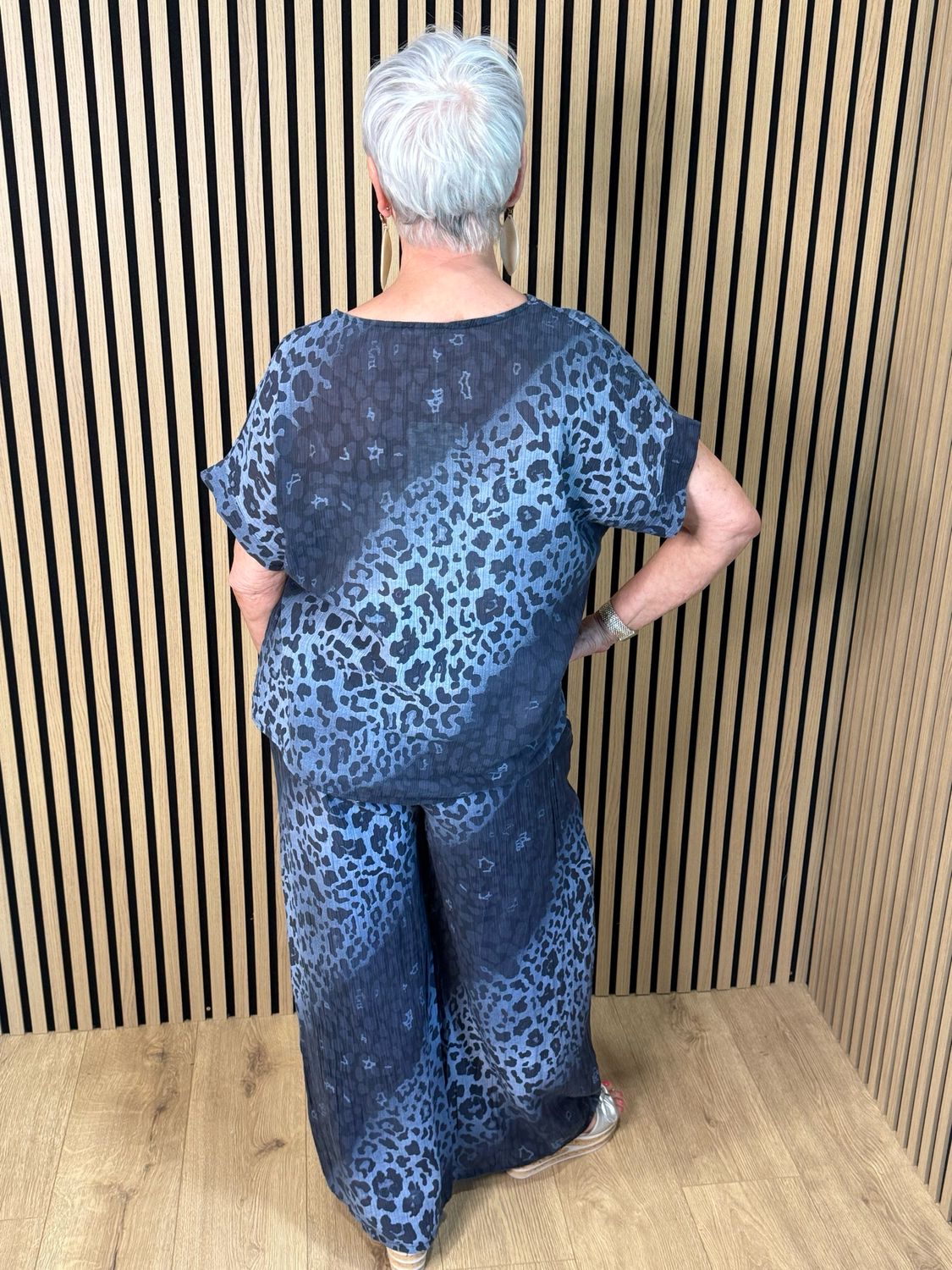 Luna Leopard Print Co-Ord Set - Navy