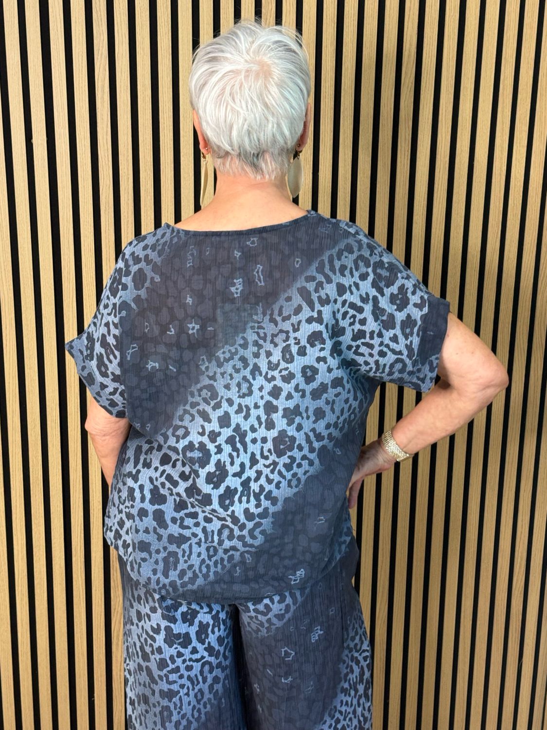 Luna Leopard Print Co-Ord Set - Navy