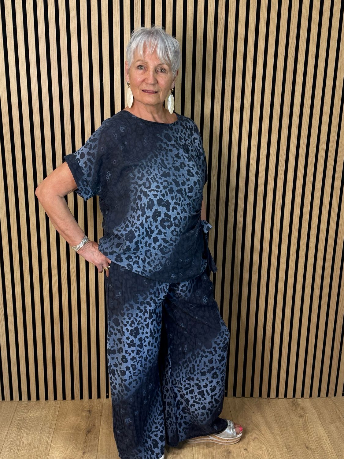 Luna Leopard Print Co-Ord Set - Navy