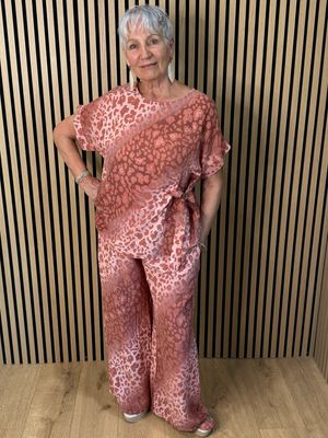 Luna Leopard Print Co-ord Set - Coral