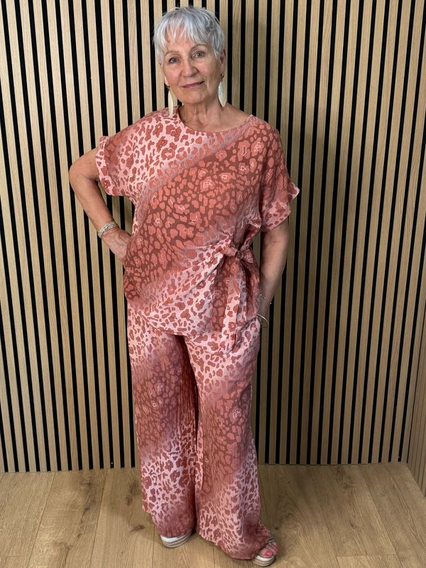 Luna Leopard Print Co-ord Set - Coral