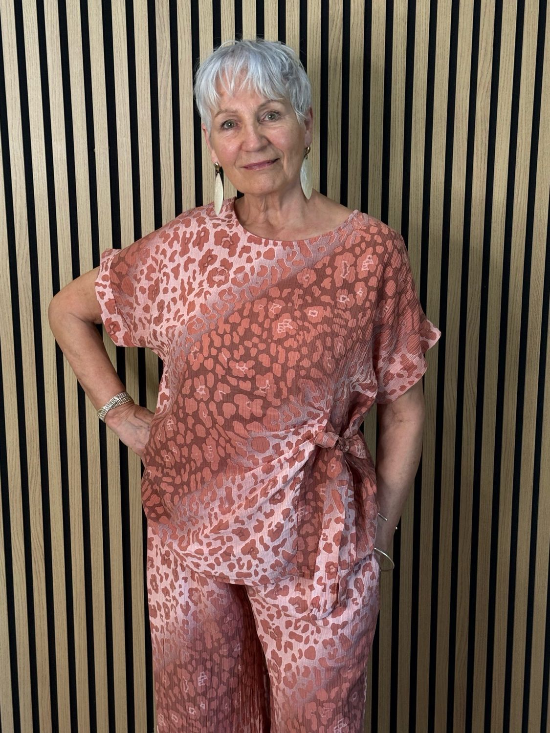 Luna Leopard Print Co-ord Set - Coral